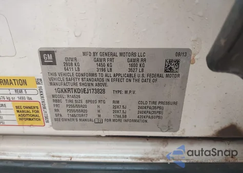 2014 GMC Acadia Denali z USA, uszkodzony, nr VIN 1GKKRTKD9EJ173828